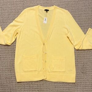 Talbots Pale Yellow V-Neck Girlfriend Cardigan